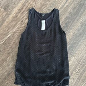 NWT Ann Taylor Size M Black Sleeveless Dot-Texture Tank Top - Women